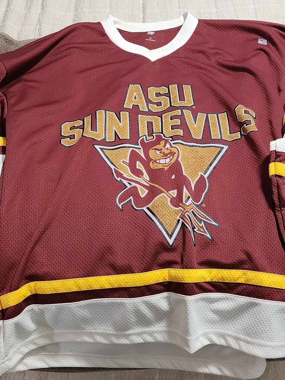 Hollister Maroon V-Neck Athletic Tee with White Trim ASU Sun Devils